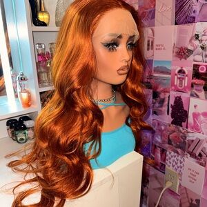 Copper Ginger Long Wavy Lace Front Wig – Glueless – Soft Waves – Ready to Wear